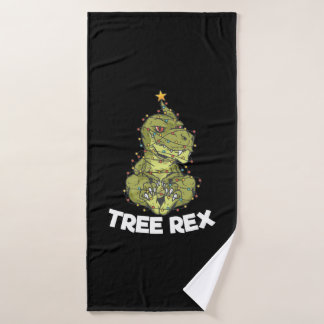 Toalha De Banho Árvore de Natal T-Rex Xmas Luzes Pun Presente