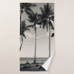 TOALHA DE BANHO ÁRVORE DE PALMA TROPICAL NA PRAIA