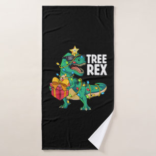 Toalha De Banho Árvore do Dinossauro de Natal Rex Xmas Luzes Pijam