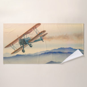 Toalha De Banho Avião de hélice de cilindro duplo