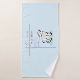 Toalha De Banho Avô Baptism Blue Boy Lamb Personalizado