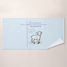Toalha De Banho Avô Baptism Blue Boy Lamb Personalizado
