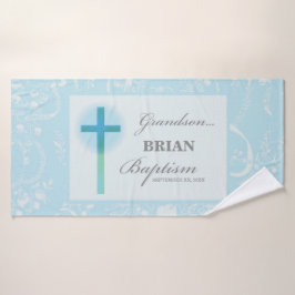 Toalha De Banho Avô Baptism Blue Lace Personalizado