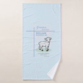 Toalha De Banho Avô Baptism Blue Lamb Personalizado