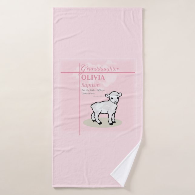 Toalha De Banho Avô Baptism Lâmpada Rosa Personalizada (Toalha de Banho)