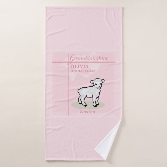 Toalha De Banho Avô, Baptism, Menina Rosa, Nome e Data (Toalha de Banho)