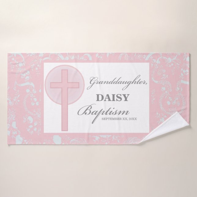 Toalha De Banho Avô Rosa, Avô, Batismo Personalizado (Toalha de Banho)