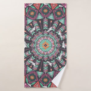 Toalha De Banho Aztec Geométrico: Padrão Colorido do Círculo
