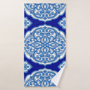 Toalha De Banho Azul-branco-luxo, ornamento turco.