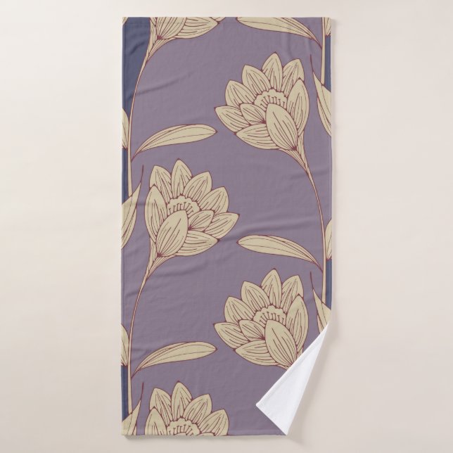 Toalha De Banho azulejo de papel de parede de crocus retro floral  (Toalha de Banho)
