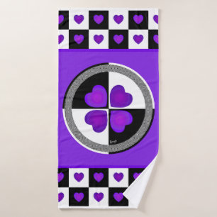 Toalha De Banho B&W Corações Roxos Batendo