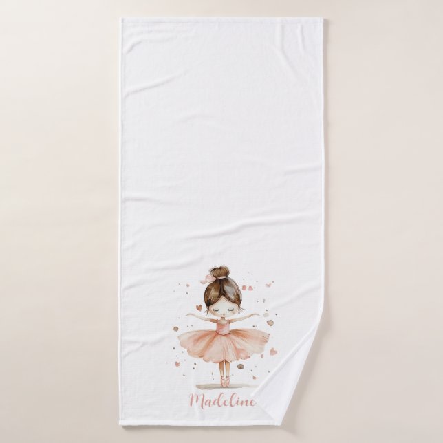 Toalha De Banho Ballerina Personalizado Name Girly (Toalha de Banho)