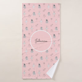 Toalha De Banho Ballerina rosa e flores