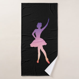 Toalha De Banho Ballerina silhueta rosa púrpura