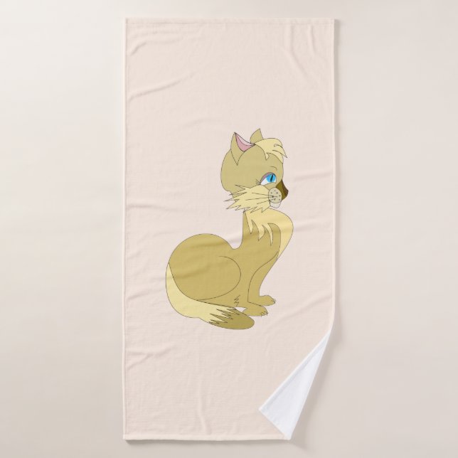 Toalha De Banho Bandeja com Gato Amarelo (Toalha de Banho)