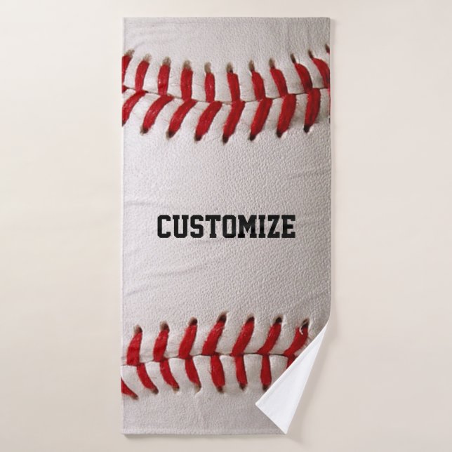 Toalha De Banho Baseball com texto personalizável (Toalha de Banho)