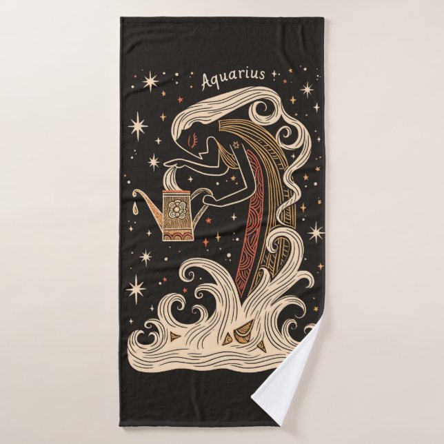 Toalha De Banho Bath Towel Aquarius Celestial Arte Zodiac (Toalha de Banho)