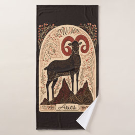 Toalha De Banho Bath Towel Aries Celestial Zodiac Art