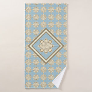 Toalha De Banho Bath Towel com Medalhões em azul-céu