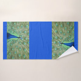 Toalha De Banho Bath Towel - Peacock no Royal Blue