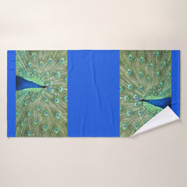 Toalha De Banho Bath Towel - Peacock no Royal Blue (Toalha de Banho)