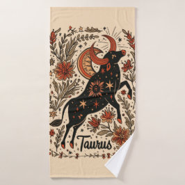 Toalha De Banho Bath Towel Taurus Celestial Zodiac Art