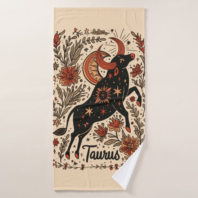 Toalha De Banho Bath Towel Taurus Celestial Zodiac Art (Toalha de Banho)