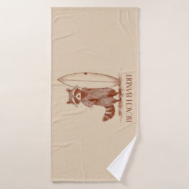 Toalha De Banho Beach Bandit Raccoon Surfer – Funny Vintage