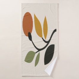 Toalha De Banho  Beige, Brown, and Green Botanical 