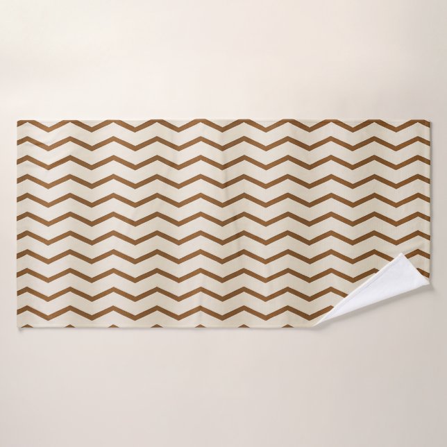 Toalha de banho Beige e Brown Zigzag (Toalha de Banho)