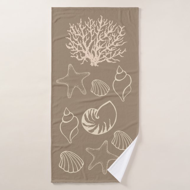 Toalha De Banho Beige Nautical Seashell Bath Towel (Toalha de Banho)