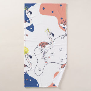 Toalha De Banho Belo flamingo cor-de-rosa com recorte sem soldadur