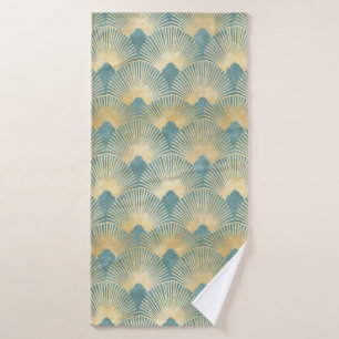 Toalha De Banho Belo padrão do ventilador, ouro teórico, padrão Ar