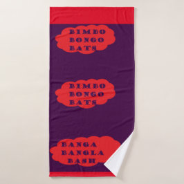TOALHA DE BANHO BIMBO BONGO BATS PURPLE LOGOTIPO VERMELHO DIVERTID