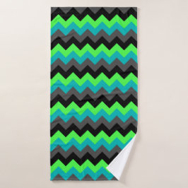 Toalha De Banho Black Green Ombre Chevrons Bath Towel