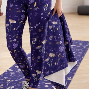 Toalha De Banho Boho Aguarela Flores Silvestres Azul Marinho