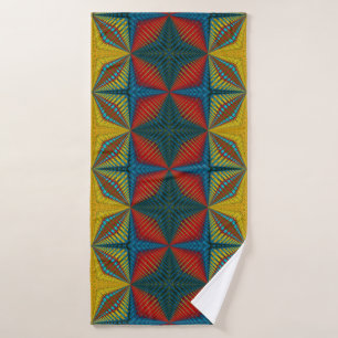 Toalha De Banho Boho Hippie Red Yellow Blue Vintage Etnia Tribal