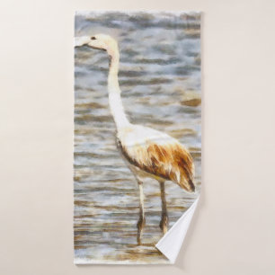 Toalha De Banho Bonito Flamingo Frazões Watercolor
