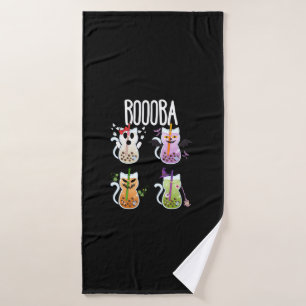 Toalha De Banho Boooba Kawaii Boba Tea Drink Cat Lover Halloween G