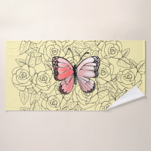 Toalha De Banho Borboleta Rosa E Arte Rosa -