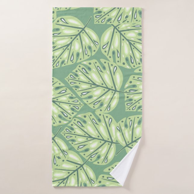 Toalha De Banho Botanic jungle seamless pattern in pastel green co (Toalha de Banho)