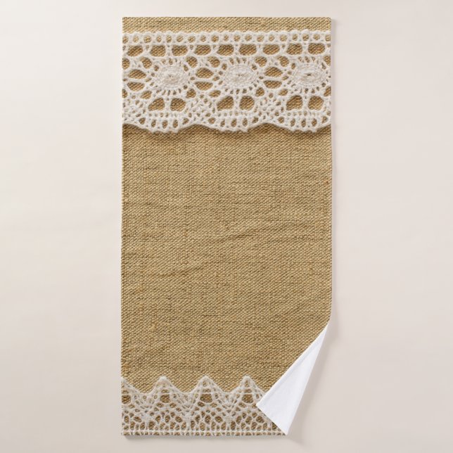 Toalha De Banho Burlap com rendas (Toalha de Banho)