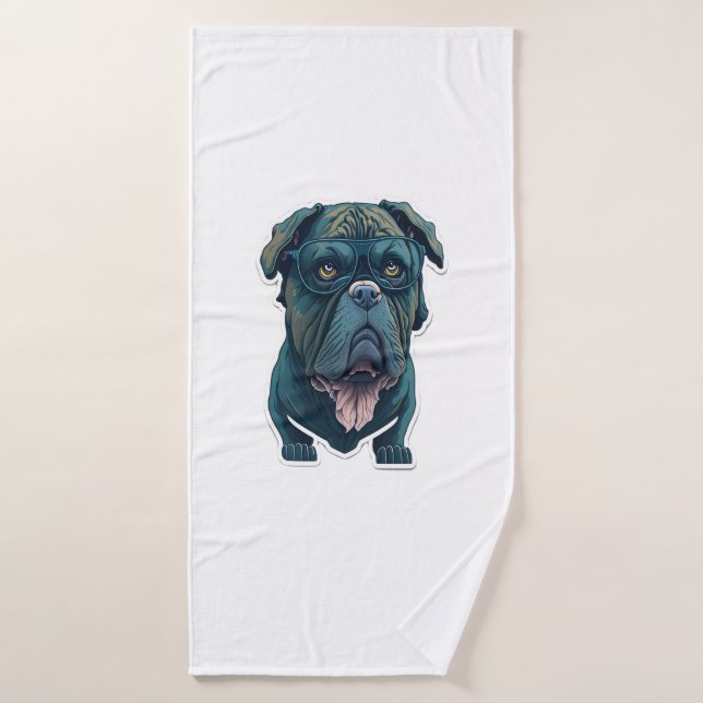 Toalha De Banho Cachorro verde com óculos (Toalha de Banho)