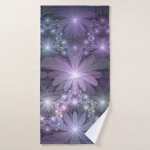 Toalha De Banho Cama de Flores Arte Fractal Abstrato Moderno e Bri