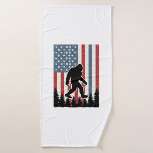Toalha De Banho Camisa de Vetor Vintage da Bandeira Americana Bigf