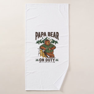 Toalha De Banho Camisa do Dia dos Pais Papai Urso em Serviço Anima