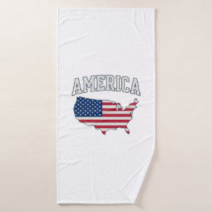 Toalha De Banho Camisa Gráfica Vintage Patriótica Mapa Bandeira da