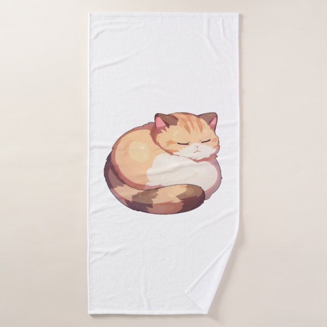 Toalha De Banho Camisa-T Clássica De Gato De Munchkin Bonito Dormi (Toalha de Banho)