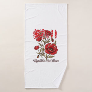 Toalha De Banho Camisa Vintage Memorial Red Poppy Lembrar e Honrar