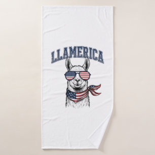 Toalha De Banho Camiseta de Gravura Vintage Llama Patriótica Llame